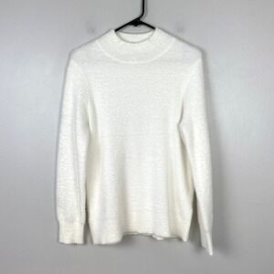 Bailey 44 Cream Fuzzy Mock Neck Sweater Pullover Super Soft Cozy Soft Girl Small